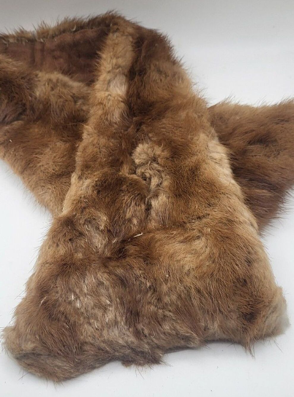 Antique Genuine Brown Mink Fur Collar Stole Wrap Shawl Warm Winter Dress Luxury